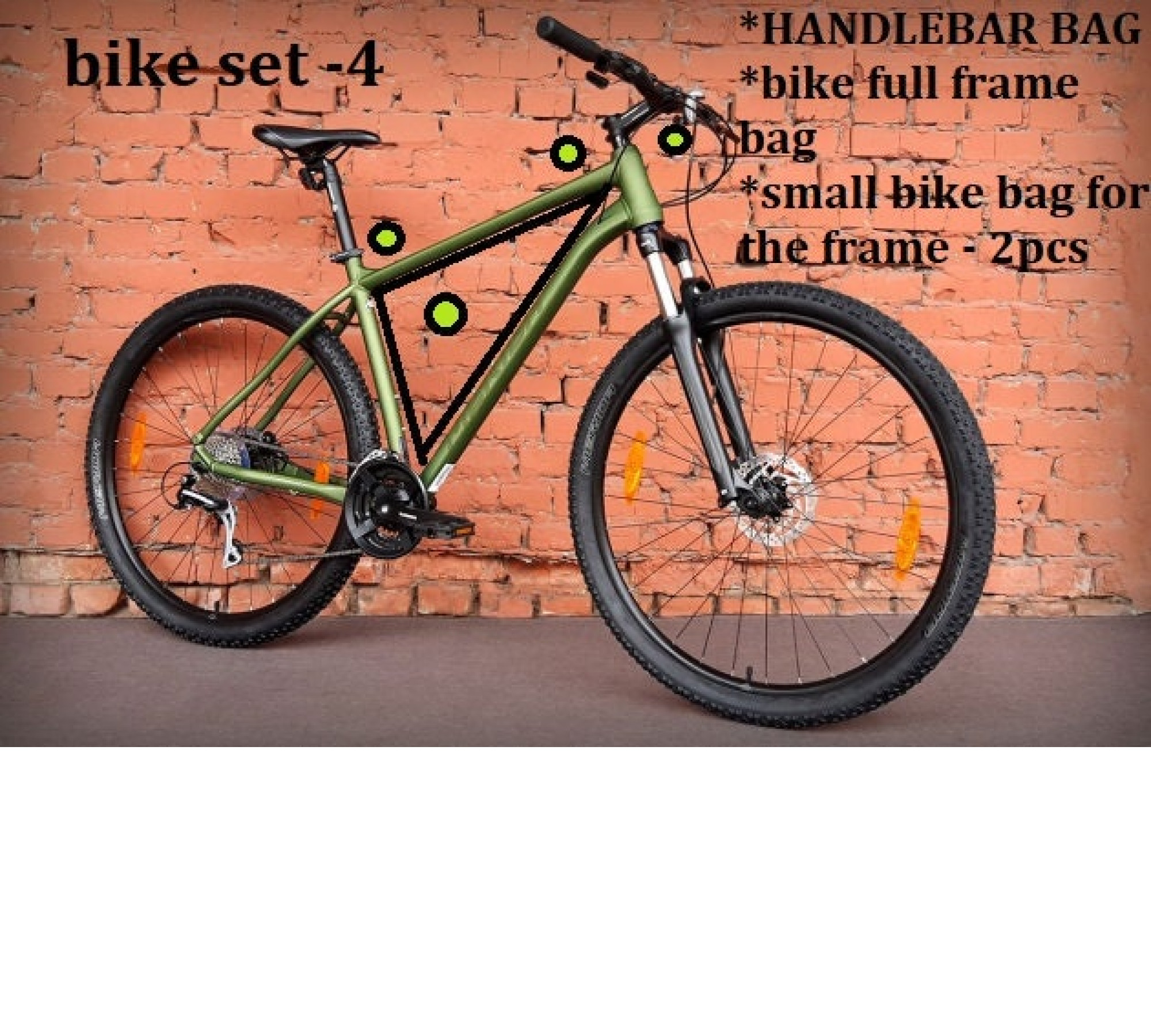 Set-4 Handlebar Cycling Bag+ frame bag+ full frame bag+small bike bag- custom, Cycling gifts - bicycle accessories for gravel ride bikepack.
