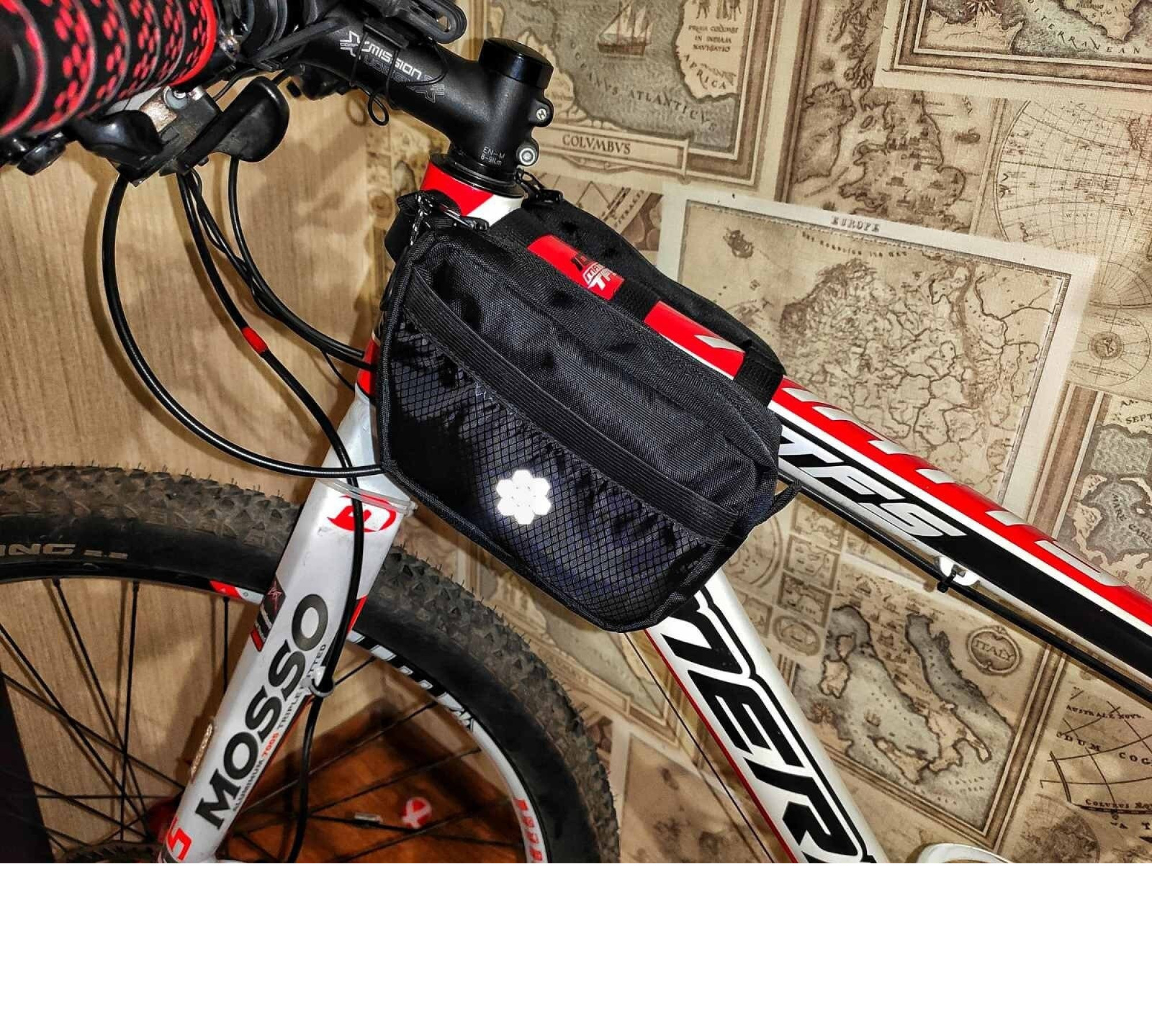 Cycling bag black, bike frame bag with a zipper, road trip, bicycle accessories, cyclist anniversary, bicycle bag gifts, Biking bag.