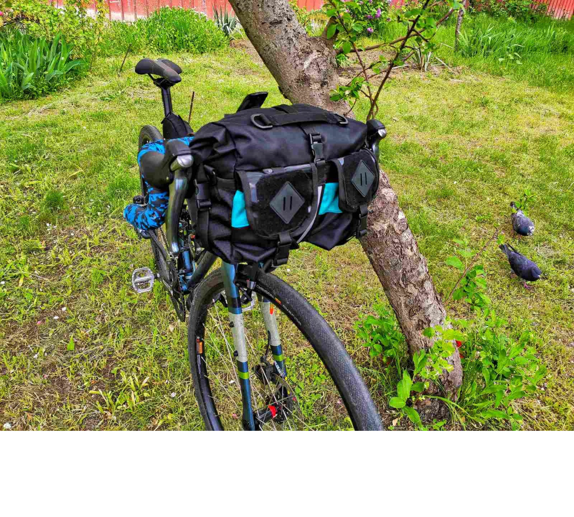 Barrel Bicycle Bag-Handlebar bag gifts. Bike bag for ride trip. Bikepacking gear. Gravel bag asseccories. Roll-top bag big. Bike pack
