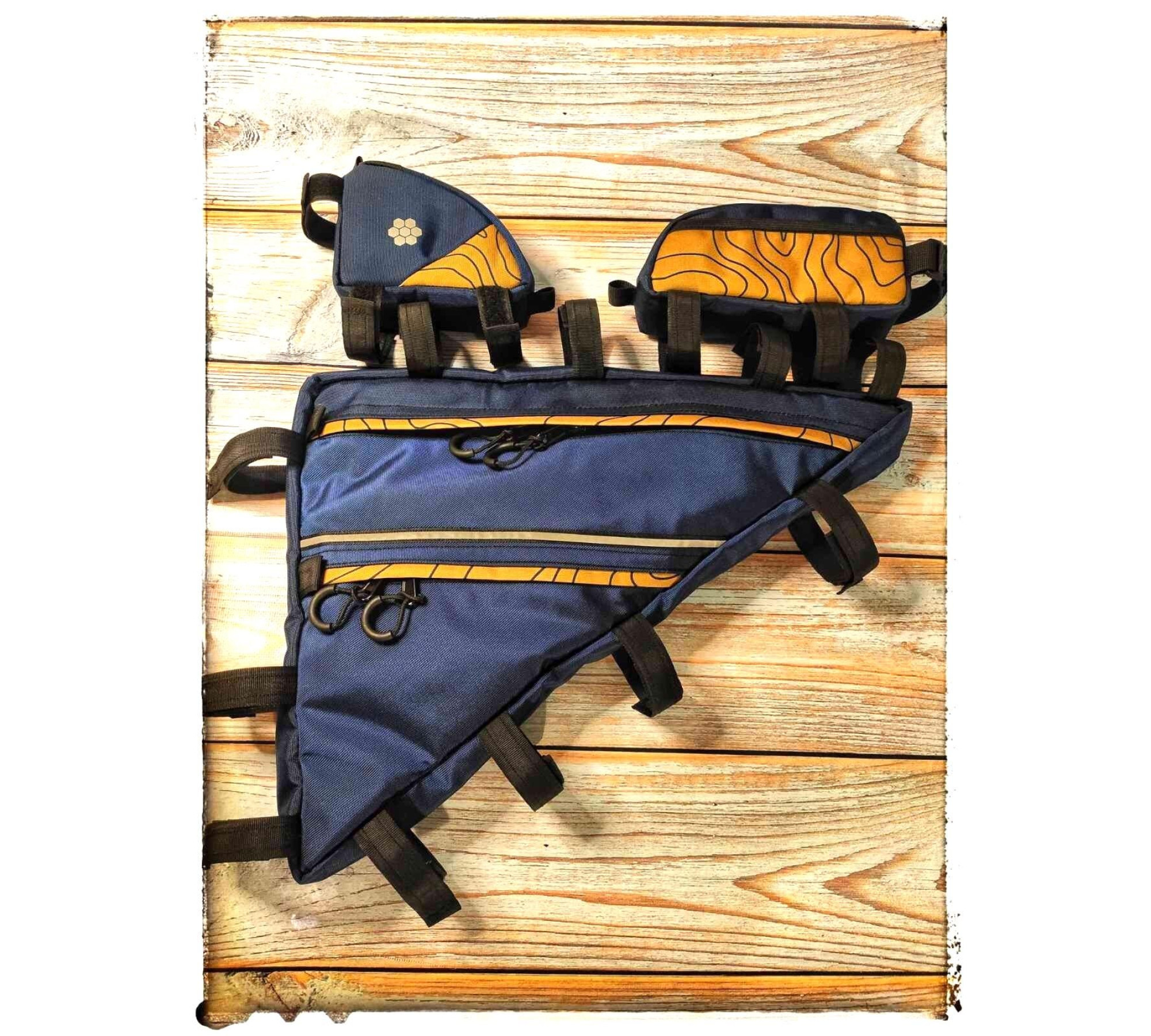 Bicycle Bag Blue Khaki Relief| Custom Frame bike accessories Set| Cycling Bags gifts, (Personal bike bags) Bike bag gravel.