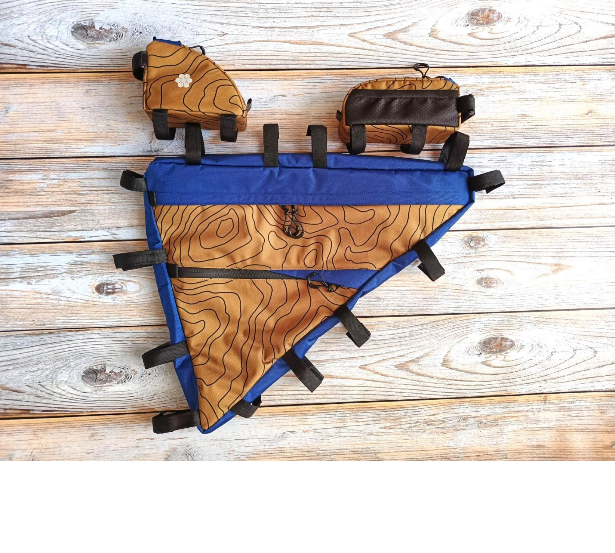 Bicycle Bag Blue Khaki Relief| Custom Frame bike accessories Set| Cycling Bags gifts, (Personal bike bags) Bike bag gravel.