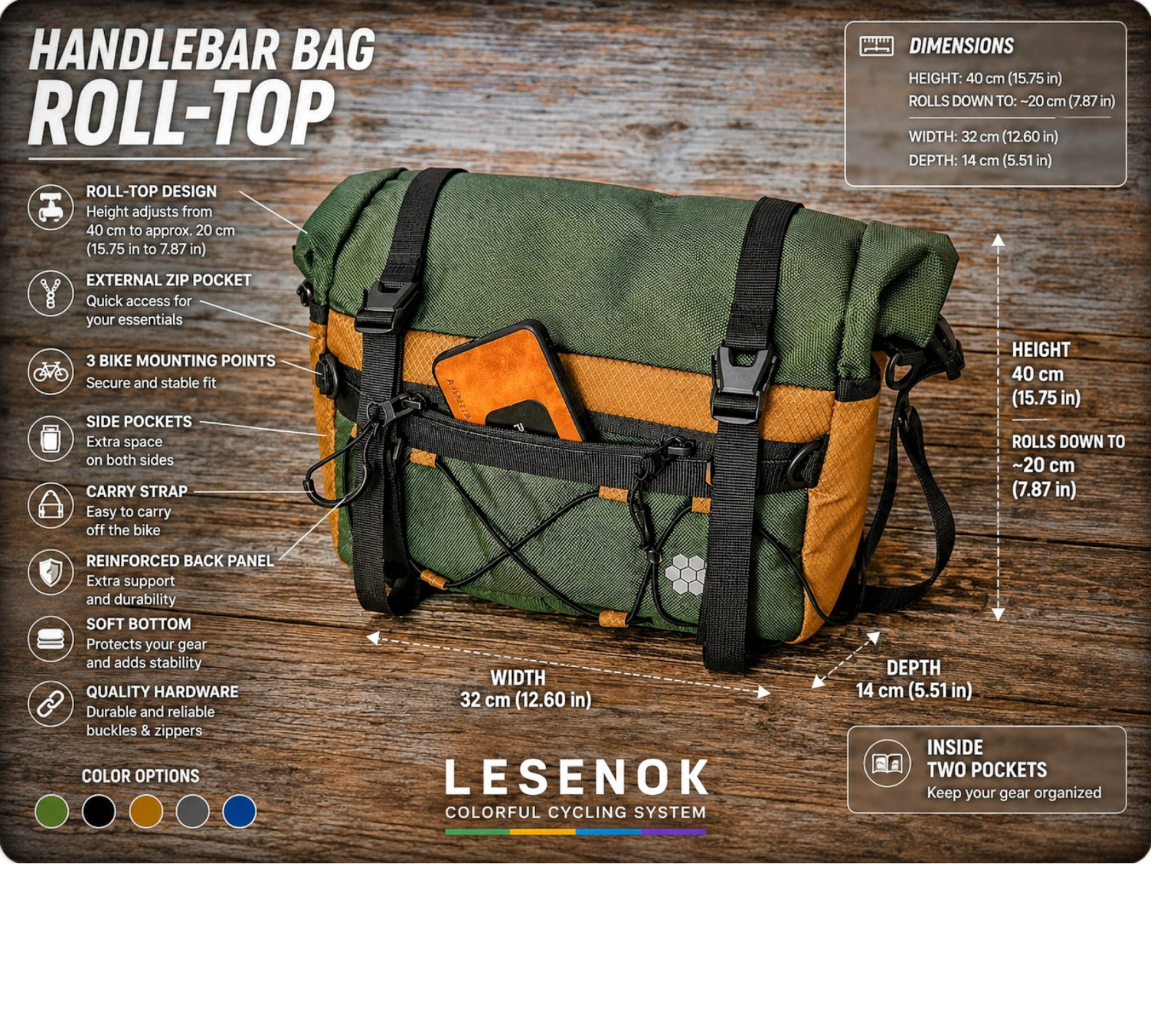 Handlebar Roll-Top Gear Bag — Urban Cycling