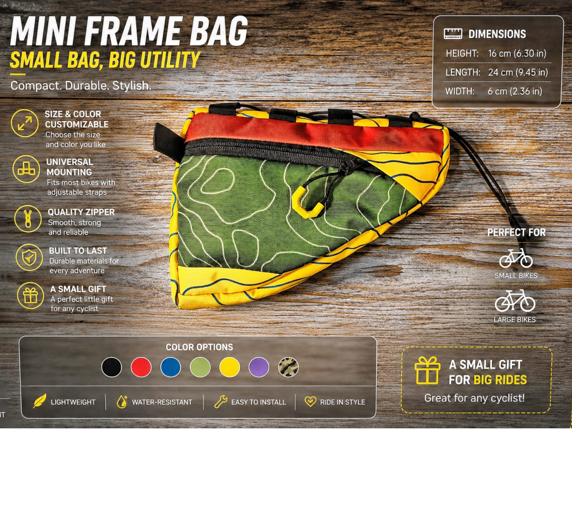 Mini Frame Bag for Bike MINIM | Compact Cycling Bag for City, Gravel & Travel – LESENOK