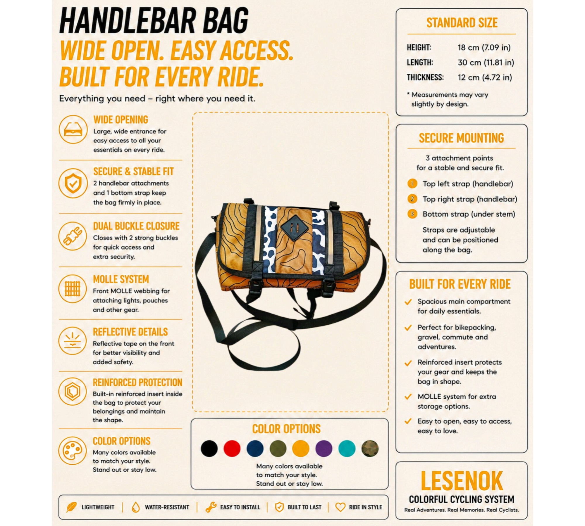 Handlebar Bag CITY BAG - LESENOK