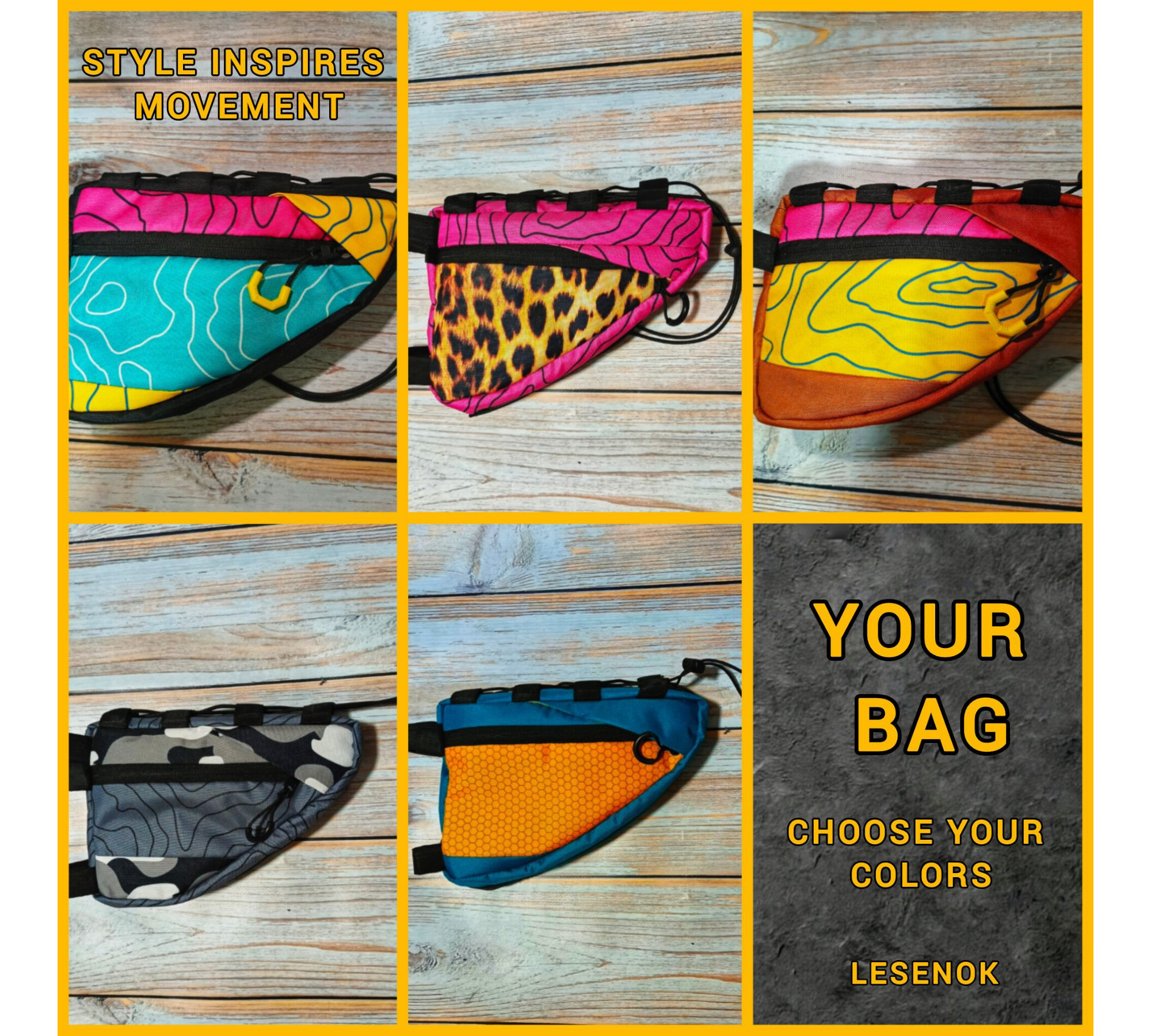 Mini Bike Bag Set COLORFOOL-3 – Handmade Cycling Bags LESENOKTitle