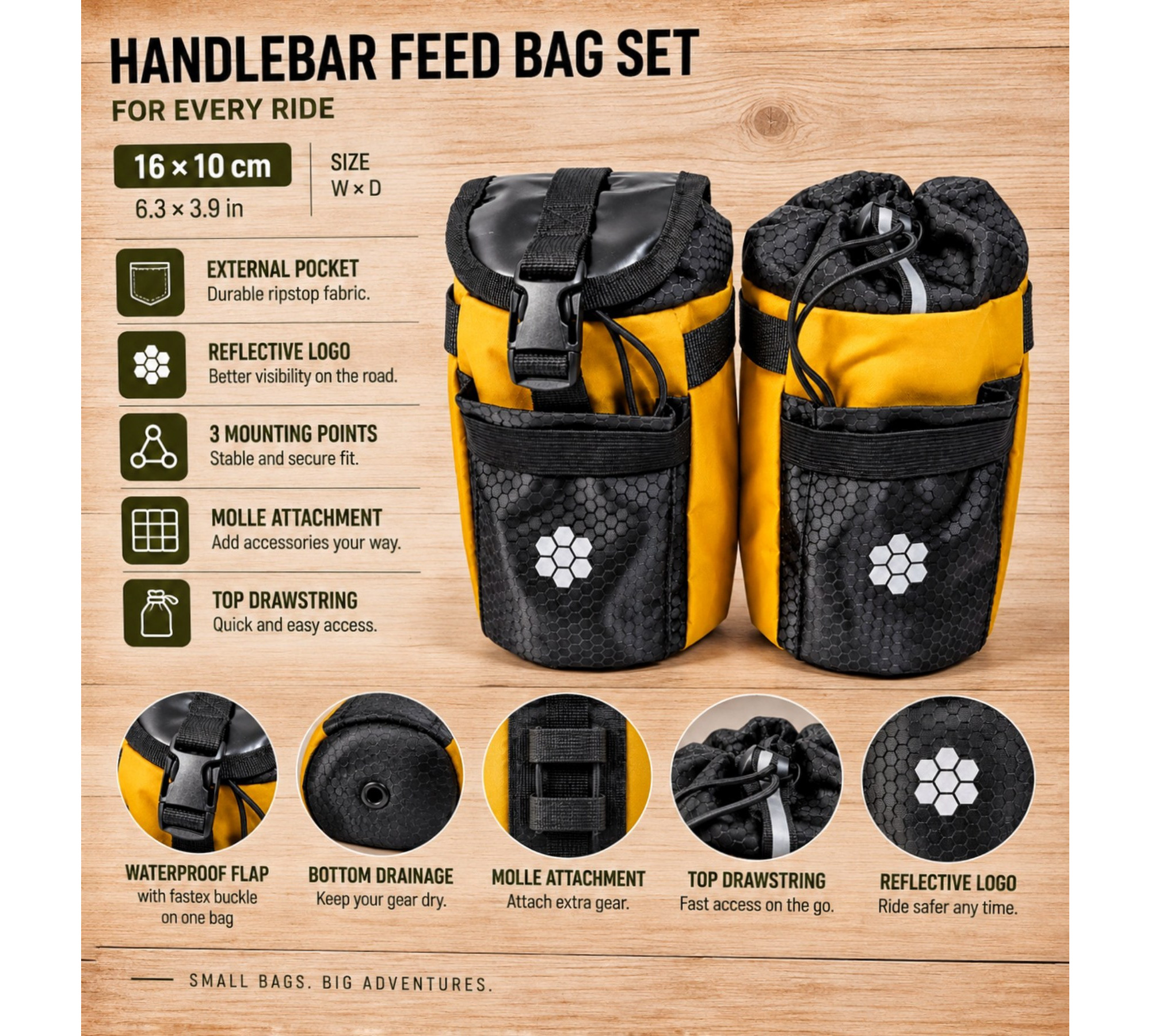 Feeder Clips Bike Feed Bag for Handlebar