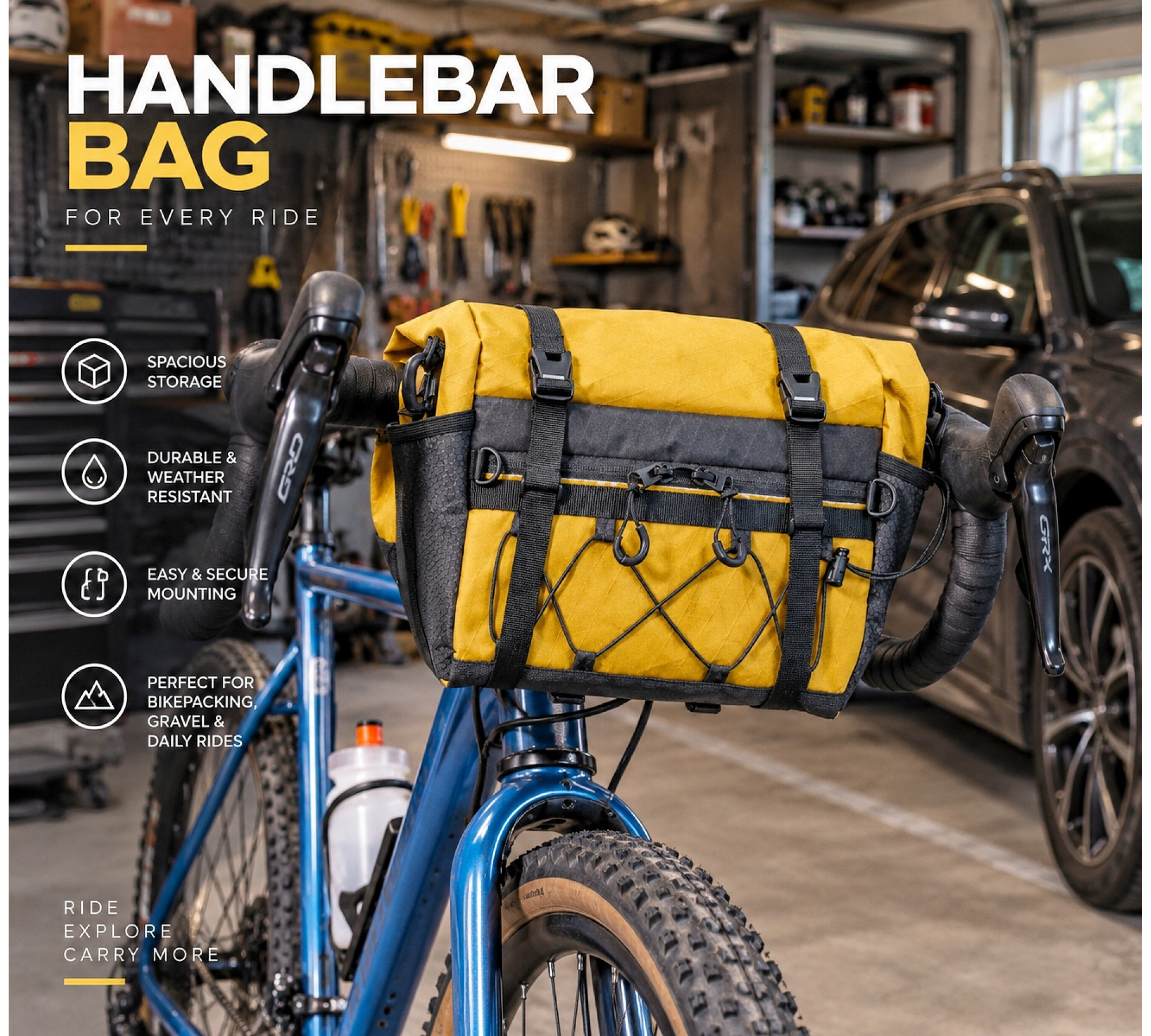 X-Pac Handlebar Bike Bag with Roll-Top Closure