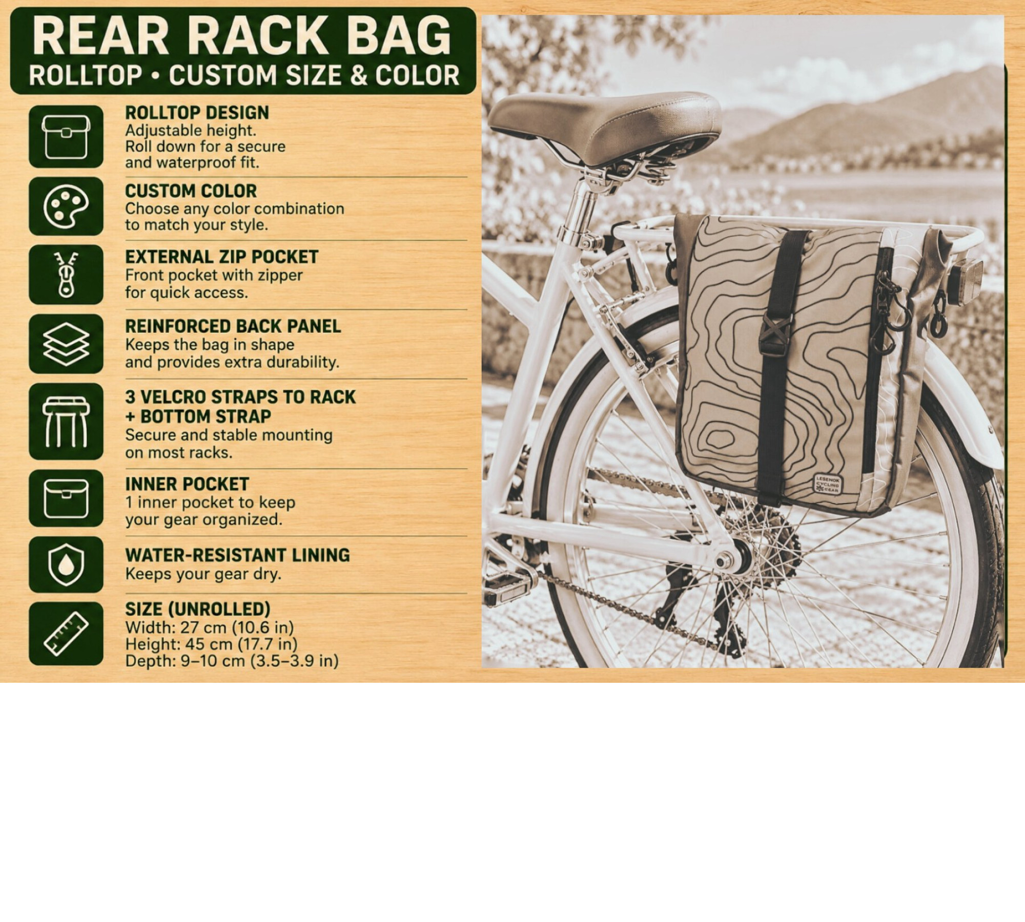 FEST Bike Rear Rack Bag for Commuting & Everyday Cycling
