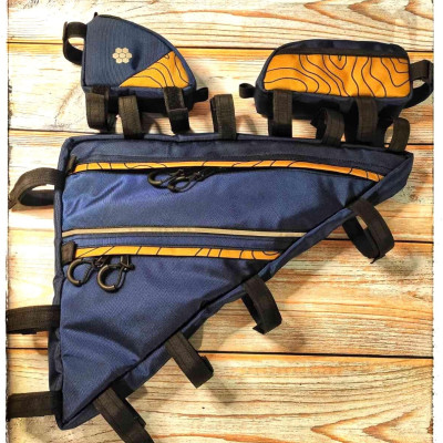 Bicycle Bag Blue Khaki Relief| Custom Frame bike accessories Set| Cycling Bags gifts, (Personal bike bags) Bike bag gravel.