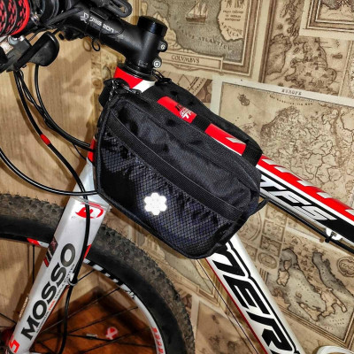 Cycling bag black, bike frame bag with a zipper, road trip, bicycle accessories, cyclist anniversary, bicycle bag gifts, Biking bag.