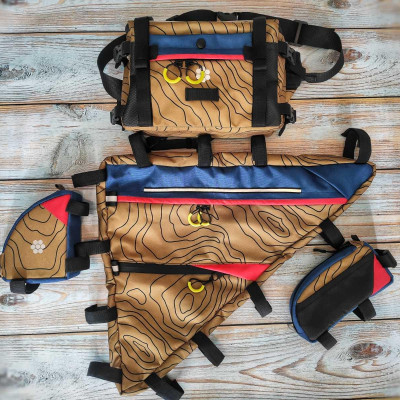 Set-4 Handlebar Cycling Bag+ frame bag+ full frame bag+small bike bag- custom, Cycling gifts - bicycle accessories for gravel ride bikepack.
