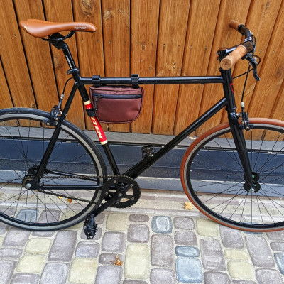 Braun Half Frame Bag Custom Design, Fahrrad Rahmentasche gifts, triangle bike bag mini, MTB frame bag